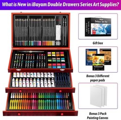 iBayam Art Supplies, 195 Pack Art Set Drawing Kit for Adult, Arts and Crafts Pai