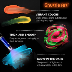 Glow in the Dark Paint, 12 Colors with UV Light, 2Oz/60Ml Bottles, Ideal for Art