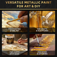 Gold Metallic Acrylic Paint, 33.8 Oz Heavy Body Gold Leaf Paint, Non-Toxic Art P
