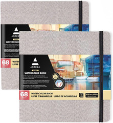 ARTEZA Watercolor Sketchbooks, Pack of 2, 8.25 x 8.25 Inches, 68 Pages Each, 110