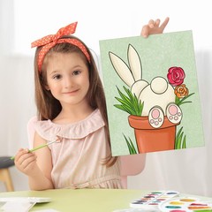 Easter Bunny Egg Canvas Kit, 6 Pre-Drawn Art for Sip and Paint, 8×10 in