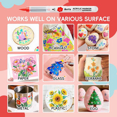 60 Colors Direct Liquid Acrylic Marker, Brush Tip Coloring Drawing Cartoon Anim