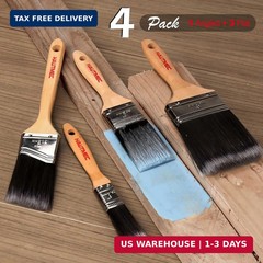 HAUTMEC 4-Pack Paint Brushes Decorating Set for Acrylic Painting, Walls, Trim, C