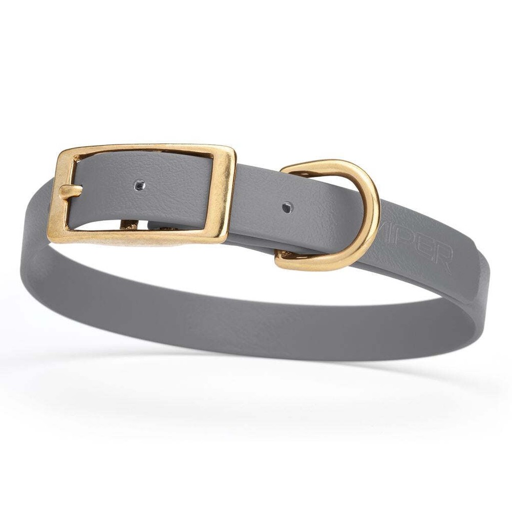Dog Pet Collar with Brass Hardware Size M W 3/4” L 15” – 18” Battleship Gray