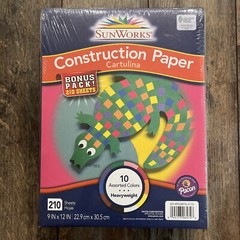SunWorks Construction Paper, Bonus Pack 210 Sheets, 10 Assorted Colors, 9″ x 12″
