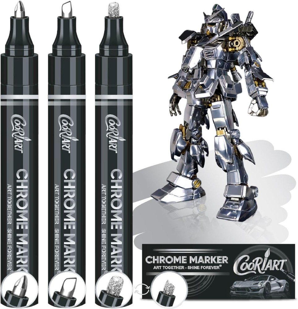 3PK Liquid Chrome Markers – Permanent Mirror Chrome Pens, Chrome Paint Pens for