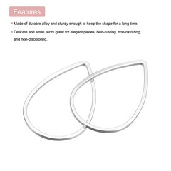 Teardrop Beading Hoop Link Open Bezel Charm Ring 0.55″x0.86″ Silver Tone 50pcs