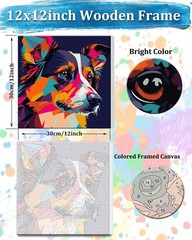 Framed Paint by Numbers Kit for Adults Beginners & Kids Ages 8-12,12x12inch Bord