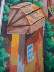 LARGE PAINT BY NUMBER 28 x 24″ Cafe Street Scene Lake MOUNTAIN handmade