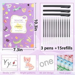 Large Magic Grooved Writing Practice CopyBook for Kids Age 3-8 Handwriting Pr…