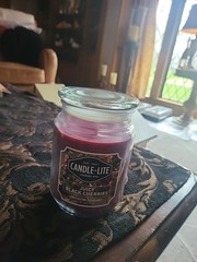 CANDLE-LITE Juicy Black Cherries Candles, 18 oz. Jar 1 Count Dark Red