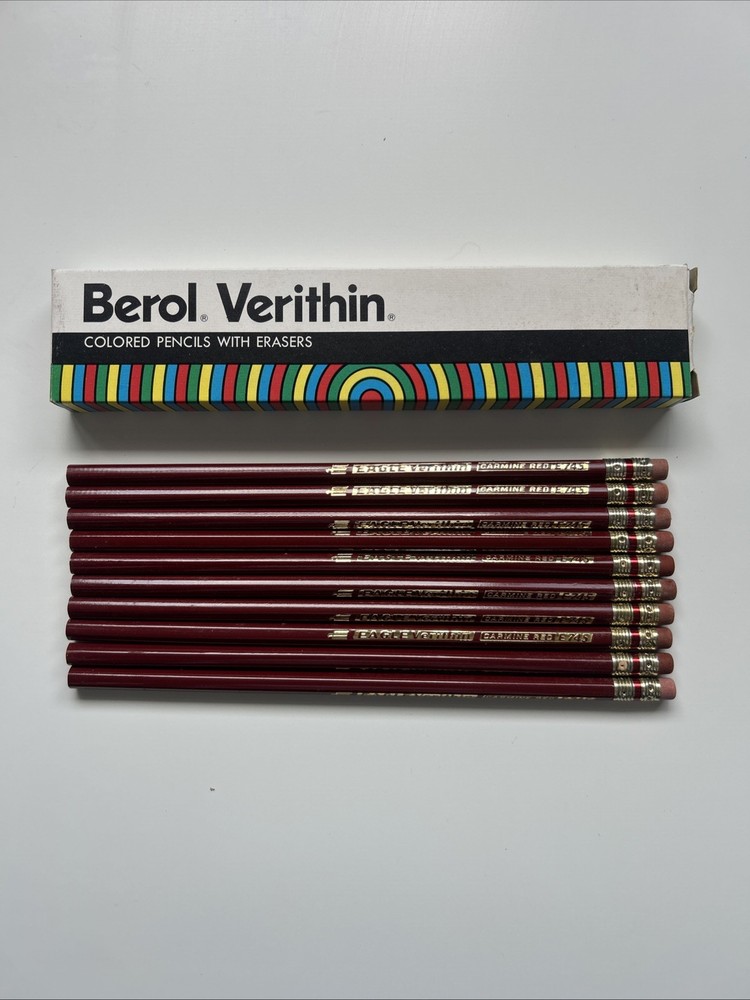 Verithin Eagle Colored Pencils Carmine Red E 745 Vintage Box & 10 Pencils