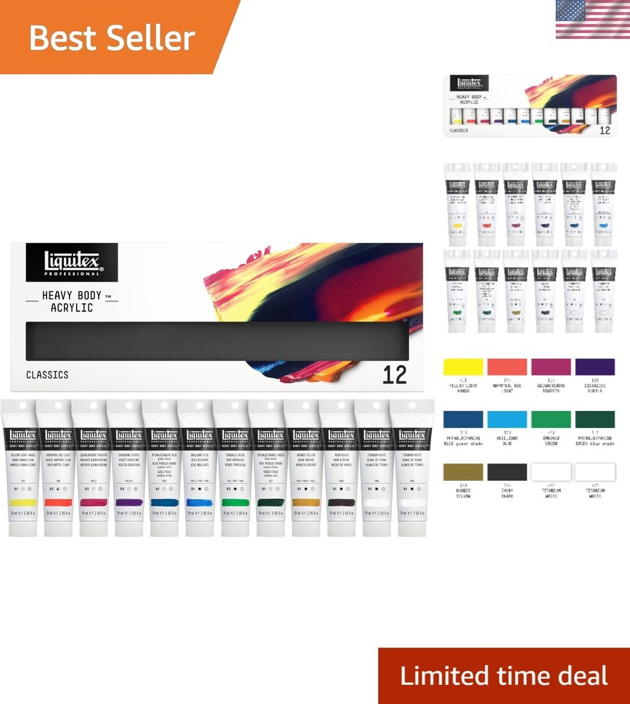 Professional Heavy Body Acrylic Paint, Classic 12 x 59ml 2-oz Set
