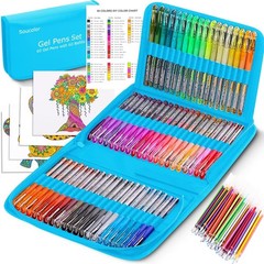 Soucolor Glitter Gel Pens for Adult Coloring Books, 120 Pack-60 Glitter Pens, 60