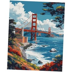 Paint by Numbers Kit for Adults Beginner, Golden Gate Bridge Frameless LOP815