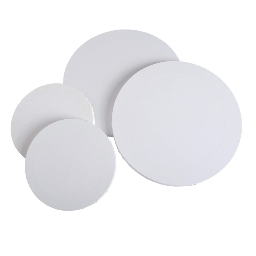 IVON 4pcs Round Canvas, 12” & 8” & – White, White