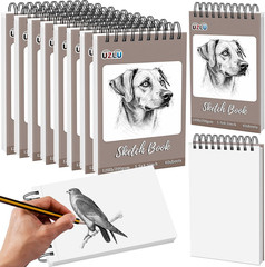 10 Pack Sketch Book Bulk 5.5″ X 8.5″ Top Spiral Bound Sketch Pad 600 Sheets 120L