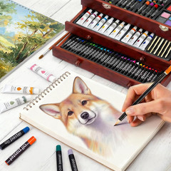 TMOL Art Supplies, 175-Pack Deluxe Art Set Drawing Painting Kit with 2 Drawing P