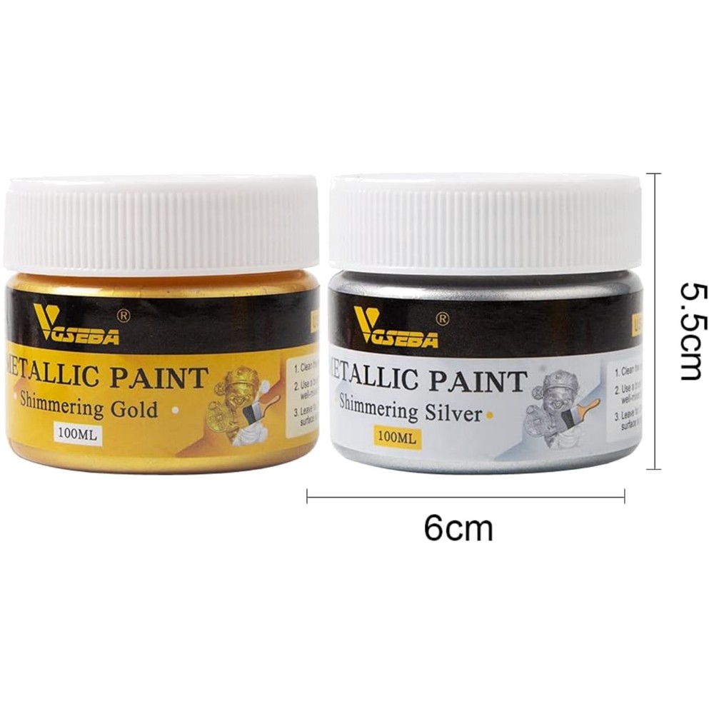 Acrylic Metallic Paint Gold Silver 6.76 Fl Oz