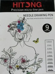 112–Hitong Precision Micro-line Pens Set of 9 Black Needle Drawing Pens