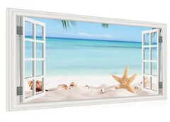 Window View Beach Canvas Wall Art- Nature Landscape Canvas Print Pictures Pai…