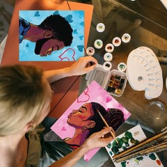 12 Pcs Pre Drawn Canvas Painting Kit for Sip and Paint Parties, 8 x 10 in
