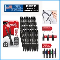 S-Gel 36 Pack Medium Point Gel Pens, Black Ink – Perfect for Home and Office Use