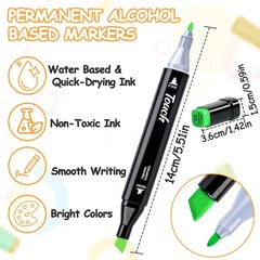 Alcohol Art Markers, 48 Colors Dual Tip Chisel & Fine Coloring Markers, Perma…