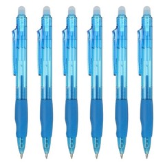 6Pcs Erasable Gel Pens, Retractable Fine Point 0.5mm Marking Pen, Sky Blue