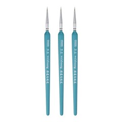 3pcs Detail Paint Brushes 3mm Pointed Tip 180mm Length Nylon 00000# 3mm Blue