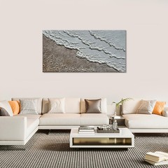 Oil Painting Hand-Painted Thick Texture Wave Beach Minimalist Modern Abstract…