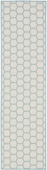 8′ Aqua And Ivory Geometric Indoor Outdoor Runner Rug