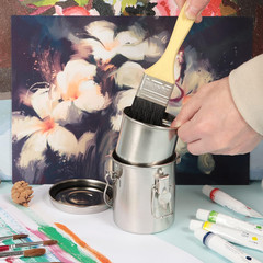 Paint Brush Cleaner, Stainless Steel Brush Holder for Painting, 6.6 Oz
