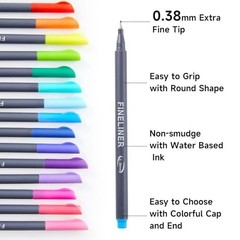 100 Colors Fineliner Pens Set – 0.38mm Fine Point Markers for Drawing & Coloring