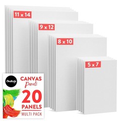Bulk Canvas Panels 20 Pack – Primed Blank Sizes 5×7, 8×10, 9×12, 11×14