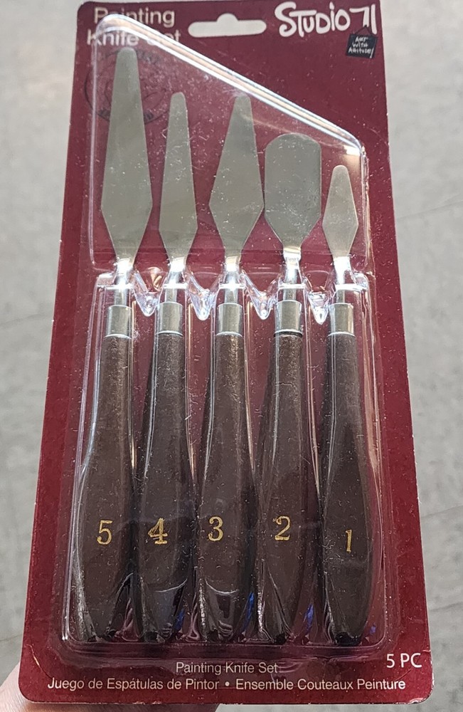 New STUDIO 71 New 5-Piece Painting Knife Set Wood Handle SS