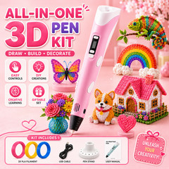 Pink 3D Printer Pen Set LED Screen PLA Filament Drawing Tool Kids Art Craft Gift