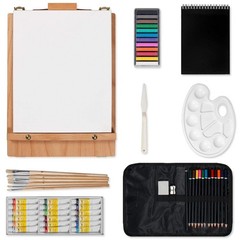 Art Kit, 45 Piece Wooden Paint Set Crafts Drawing Painting Kit with Box Easel…