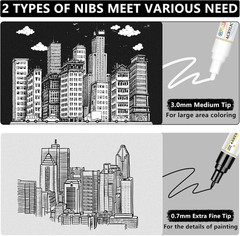 4 Pack Dual Tip Acrylic Paint Markers Pens (0.7Mm & 3Mm), Non-Toxic, Water-Based