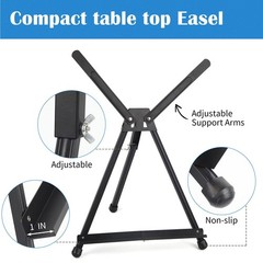 Aluminum 15″ to 21″ Tabletop Easel Display, Black Tripod with Rubber Feet, Ho…