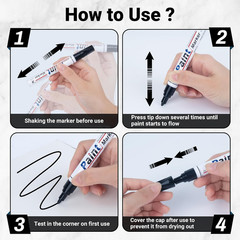 Paint Markers 4 Colors Oil Based Paint Pens – Gold, Silver, Black & White Perman