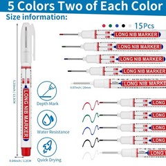LYXMYGS 15 PCS Long Head Deep Hole 15PCS-20MM-Red/Blue/Green/Black/White