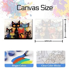 Cat Paint by Numbers Kit for Adults Framed Canvas,Animal Painting by Numbers Kit