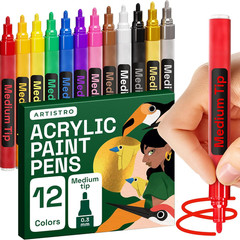 ARTISTRO 12 Acrylic Paint Pens for Calligraphy – Markers with Medium Precision T