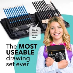 Comprehensive 40-Piece Art Set with Charcoal, Graphite & Pastels for All Ages