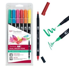 6 PCS ABT6P3 Dual Brush Pen Multicolor Fine Art Drawing Marker Supplies