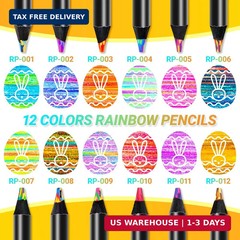 Yangmei Art Supplies 12 Rainbow Colored Pencils, Teen Girl Gifts Trendy Stuff, A