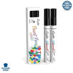 Black Oil-Based Paint Markers 2 Pack – Waterproof, Quick Drying for Multi-Sur…