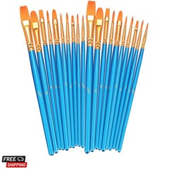 Paint Brushes Set, 20 Pcs Small Paint Brush Kit Round Flat Tip Nylon Hair, fo…