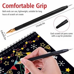 14 PCS Scratch Art Tools Dual Tip Coloring Stylus Paper Kit Adults Painting